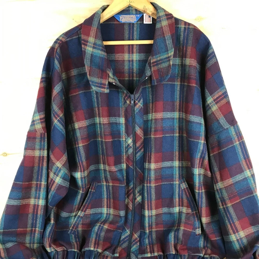 VTG 60s Pendleton Jacket XL Men Wool Bomber Coat Ricky Plaid Tartan‎ Fisherman